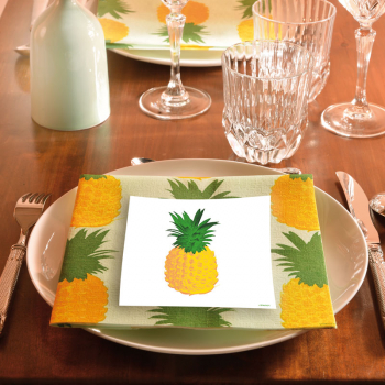 Paviot, Serviette, Ananas bedruckt, gelb, grün style